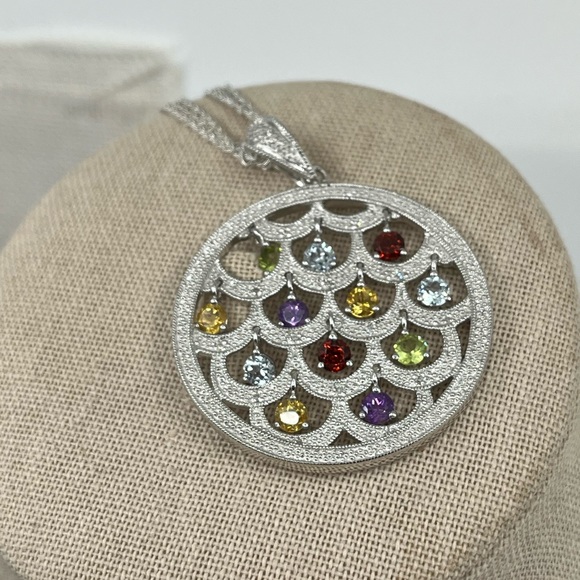Ross-Simons Sterling Silver Multi-Gemstone Necklace – Vintage Statement Piece - Picture 8 of 17